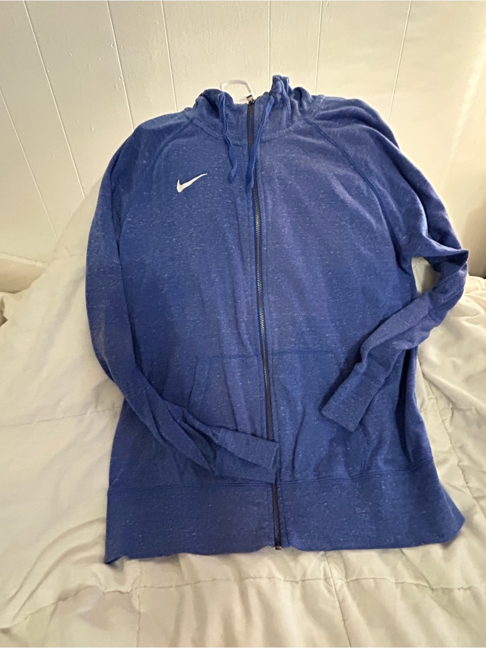 Nike Heather Royal Blue Zip Hoodie with Swoosh Tag